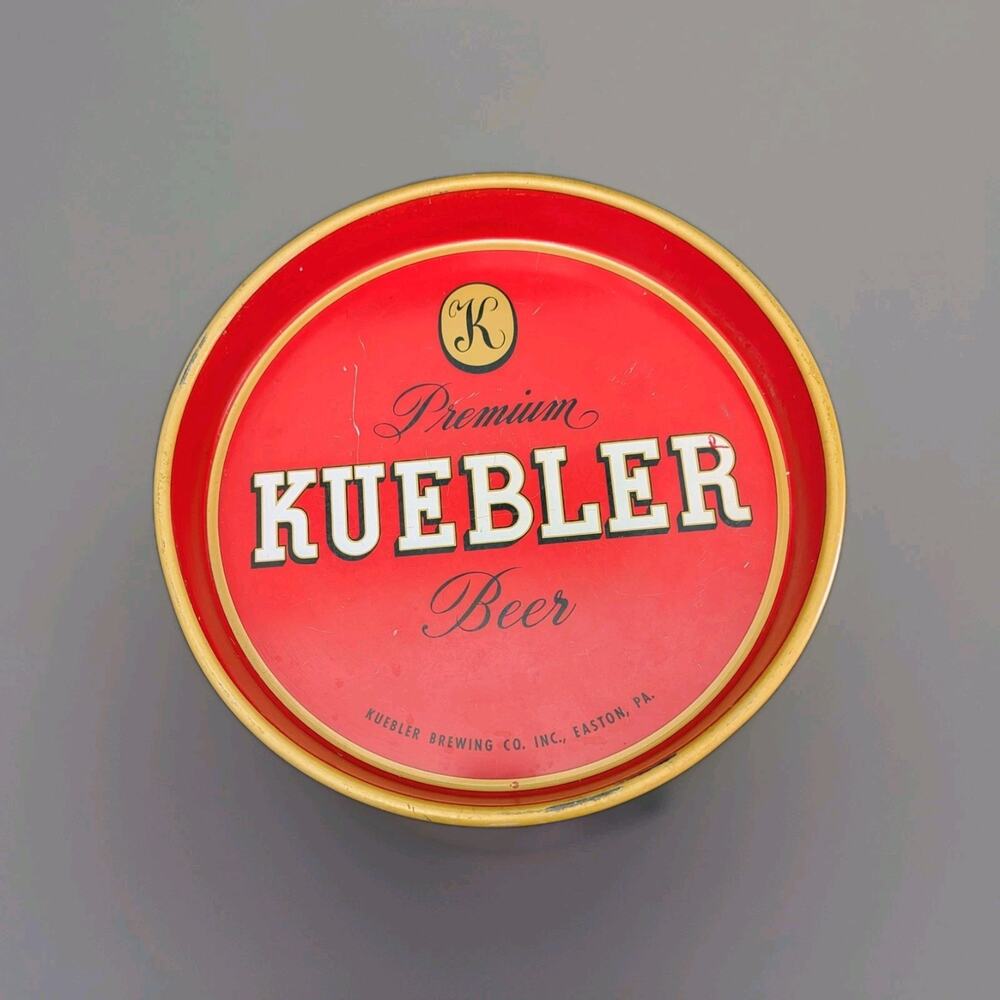 KRUEGER Brewery Beer-Ale Metal Tray Easton PA Red Gold 13" Vintage